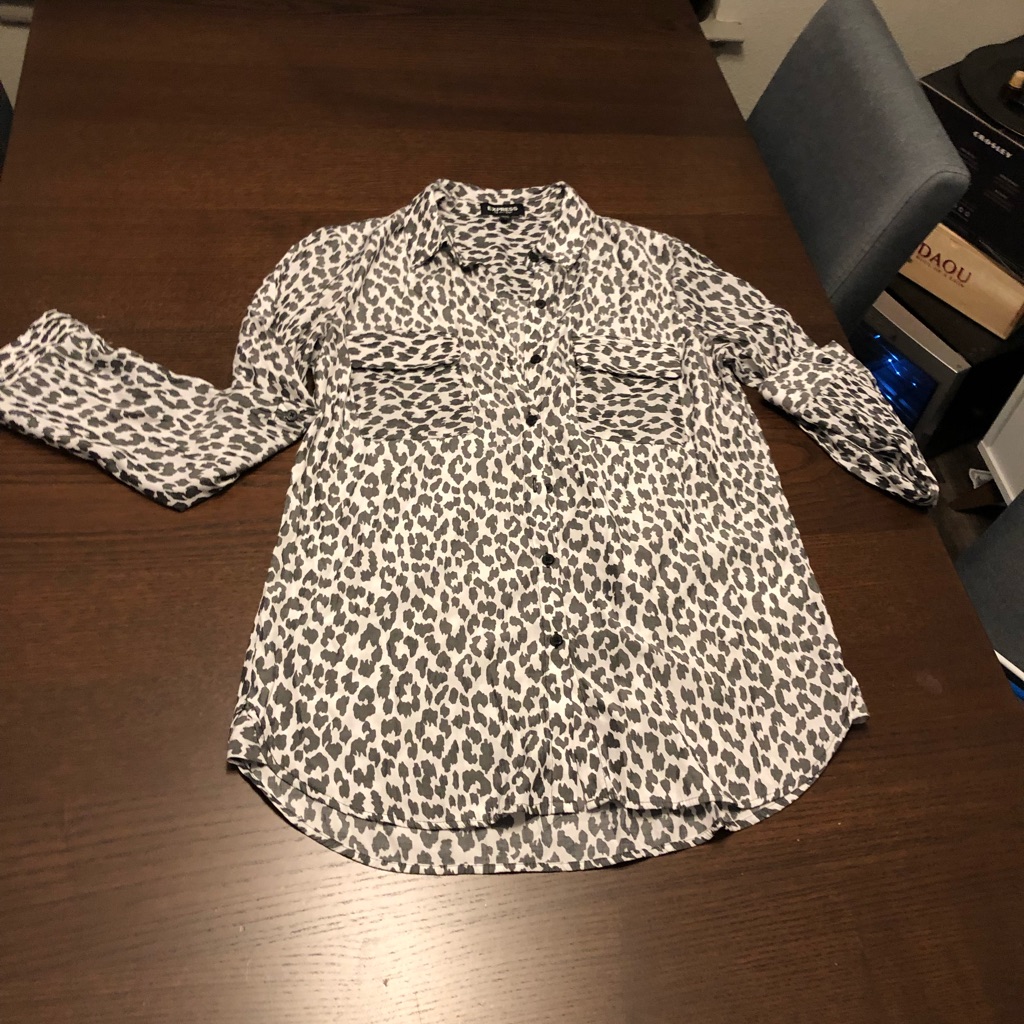 Express Leopard Print Button Up